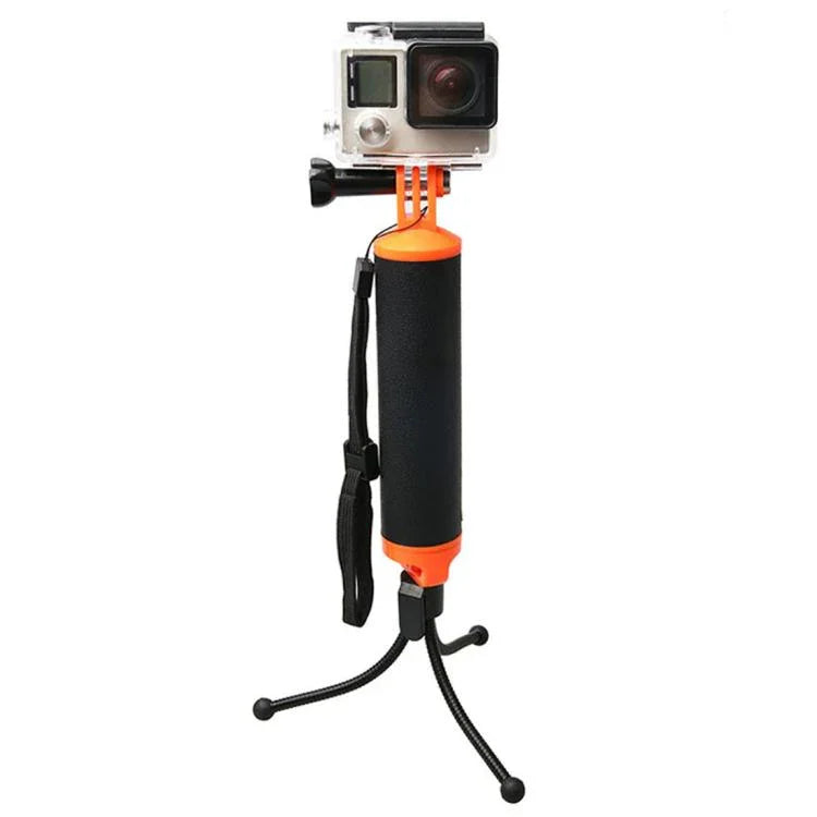 浮動手柄握把附三腳架支架與可調防丟掛繩，適用 GoPro、Insta360、DJI 及其他運動相機，三腳架支架