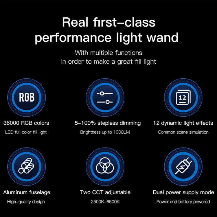 LUXCeO P6 RGB 彩色照片 LED 棒視頻燈 手持 APP 控制 全彩 LED 補光燈，P6