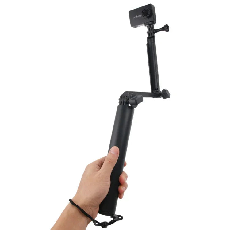 3向單腳架 + 魔術支架自拍棒，適用 GoPro、Insta360、DJI 及其他運動相機，長度：24.5-63公分，長度：24.5-63公分（黑色）