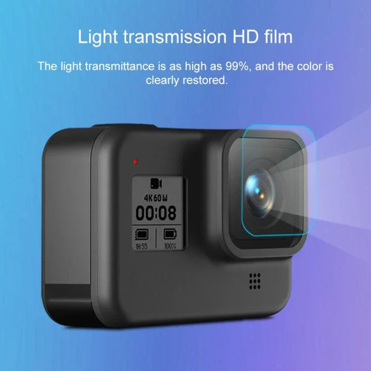 適用 GoPro HERO8 Black 相機鏡頭高清保護膜 + LCD 顯示屏高清保護貼