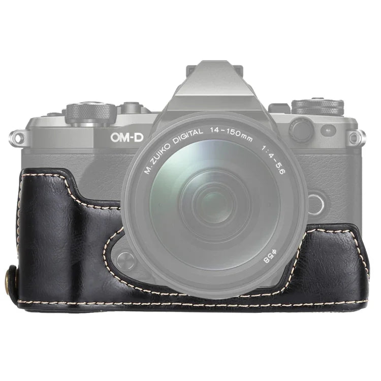 1/4 吋螺紋 PU 皮革相機半套底座，適用 Olympus EM5 / EM5 Mark II，適用 Olympus EM5