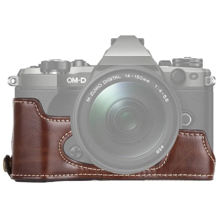1/4 吋螺紋 PU 皮革相機半套底座，適用 Olympus EM5 / EM5 Mark II，適用 Olympus EM5