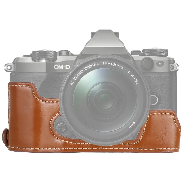 1/4 吋螺紋 PU 皮革相機半套底座，適用 Olympus EM5 / EM5 Mark II，適用 Olympus EM5