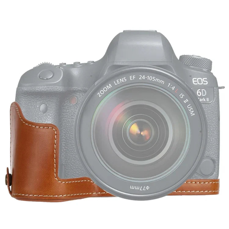 1/4 inch Thread PU Leather Camera Half Case Base for Canon EOS 6D /  6D Mark II, For Canon 6D2