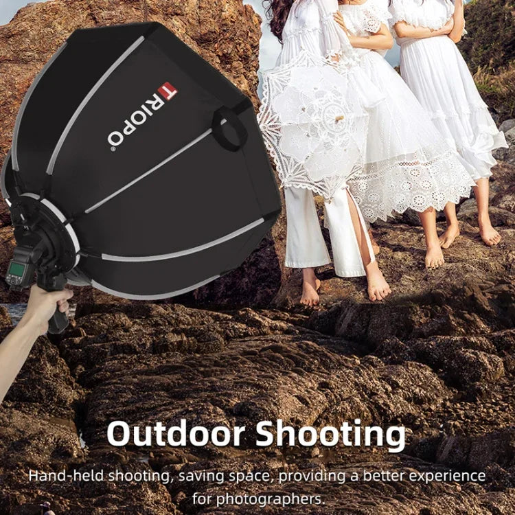 TRIOPO KS55 55 公分 Speedlite 閃光燈八角形拋物線柔光箱擴散器，帶支架手柄，KS55