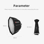 TRIOPO KS55 55 公分 Speedlite 閃光燈八角形拋物線柔光箱擴散器，帶支架手柄，KS55