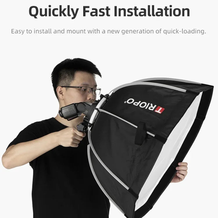 TRIOPO KS55 55 公分 Speedlite 閃光燈八角形拋物線柔光箱擴散器，帶支架手柄，KS55