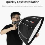 TRIOPO KS90 90公分圓頂型閃光燈八角拋物線柔光箱擴散器，附支架手把，適用於閃光燈，KS90