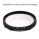 52mm 三合一圓形UV鏡頭濾鏡，附蓋，適用於GoPro HERO7 Black/6/5，52mm UV鏡