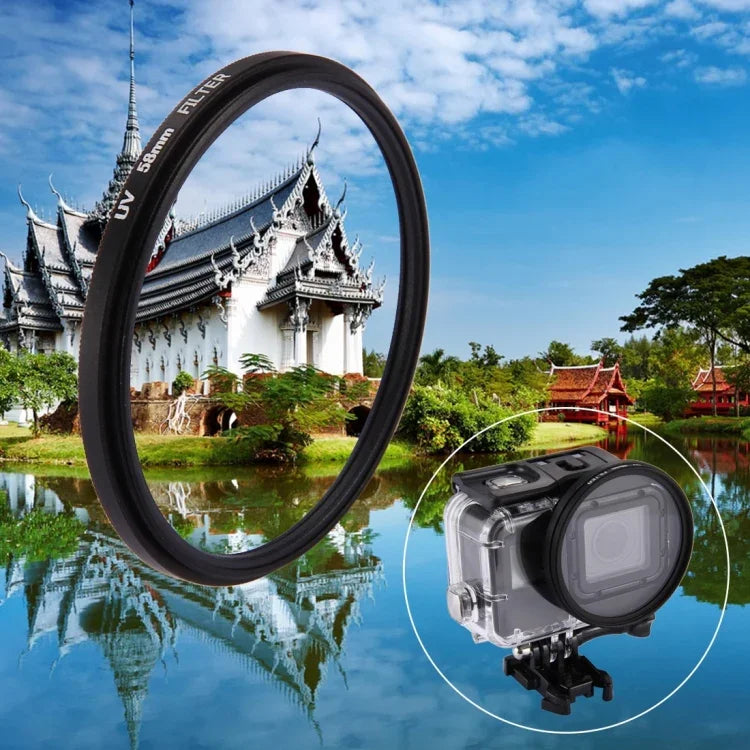 58mm 3合1 圓形 UV 鏡頭濾鏡，附蓋，適用於 GoPro HERO7 Black/6 /5，58mm UV 濾鏡