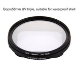 58mm 3合1 圓形 UV 鏡頭濾鏡，附蓋，適用於 GoPro HERO7 Black/6 /5，58mm UV 濾鏡
