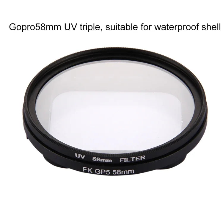 58mm 3合1 圓形 UV 鏡頭濾鏡，附蓋，適用於 GoPro HERO7 Black/6 /5，58mm UV 濾鏡