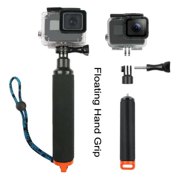 快門觸發器 + 半球形鏡頭透明蓋 + 浮力手持握把潛水浮力棒，附可調防丟繩、螺絲及扳手，適用於 GoPro HERO7 /6 /5，透明蓋+握把