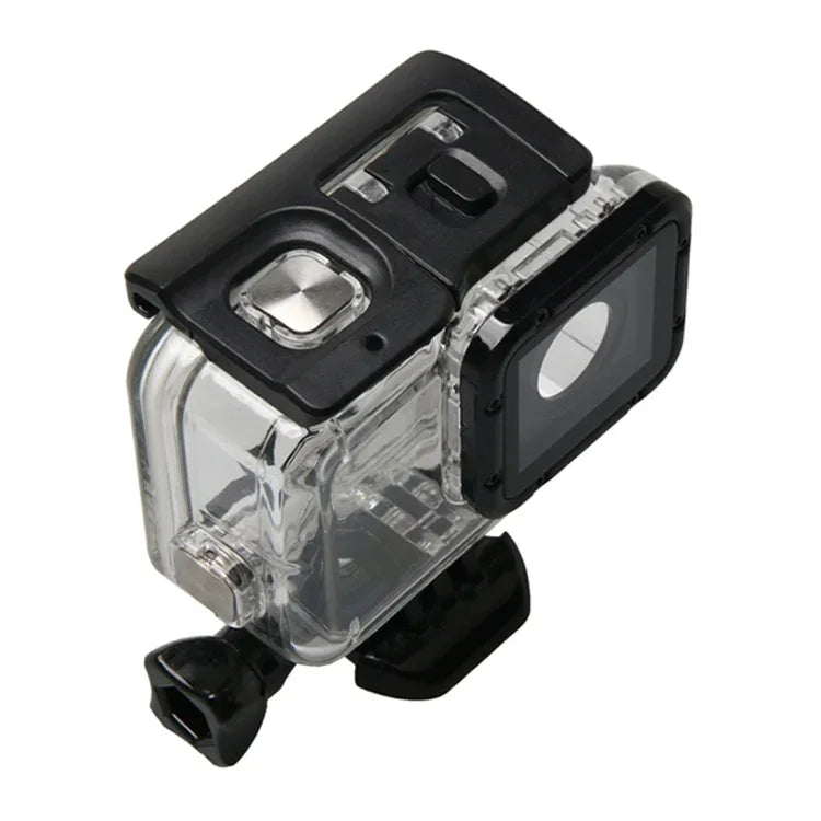 適用於 GoPro HERO6 /5 防水外殼保護套 + 帶扣空心背蓋 基本支架與螺絲，防水外殼