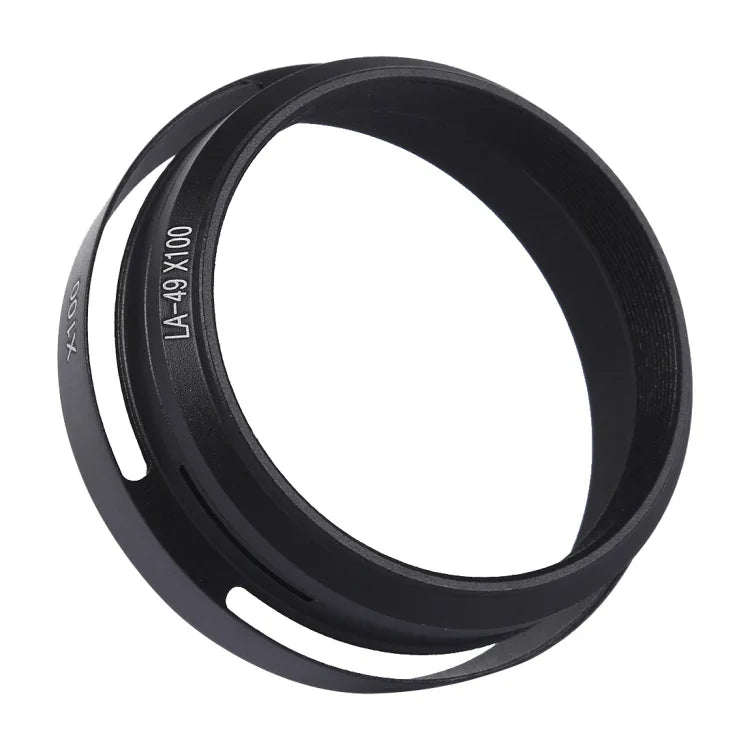 49mm 金屬通風鏡頭遮光罩，適用於 Fujifilm X100，LA-49 X100（黑色）、LA-49 X100（銀色）