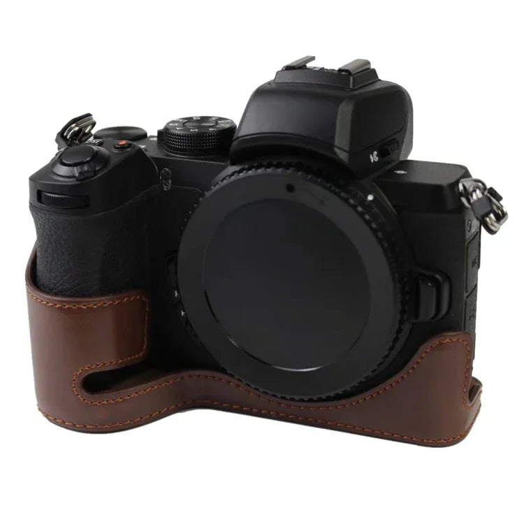 1/4英吋螺紋PU皮革相機半套底座，適用於Nikon Z50，適用於Nikon Z50