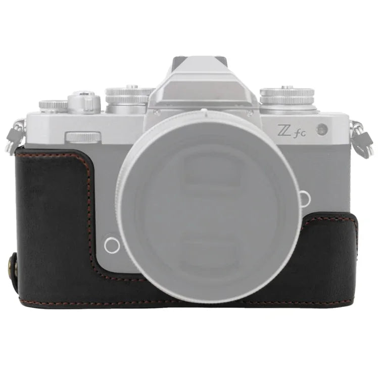 1/4 inch Thread PU Leather Camera Half Case Base for Nikon Z fc, For Nikon Z fc