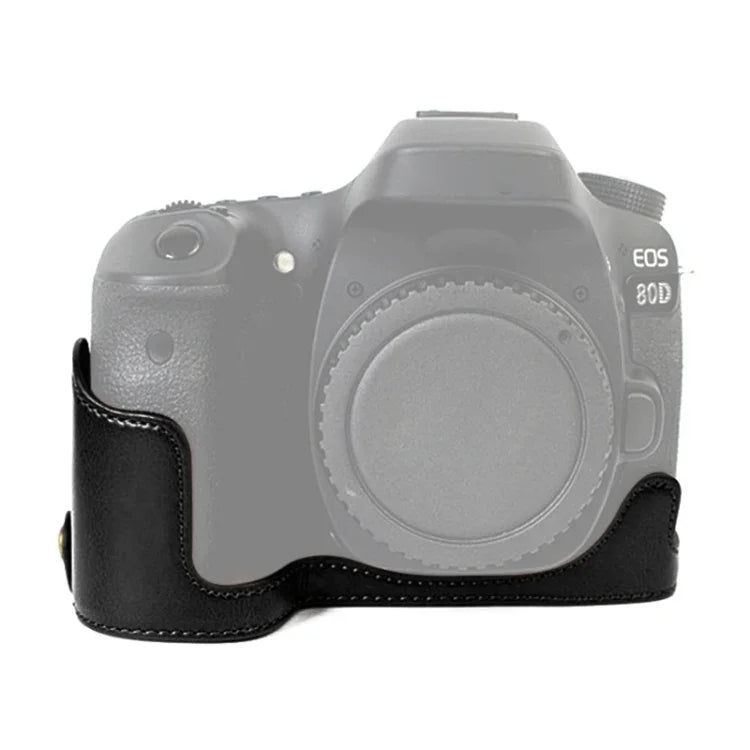 1/4英吋螺紋PU皮革相機半套底座，適用於Canon EOS 80D / 70D，適用於Canon EOS 80D