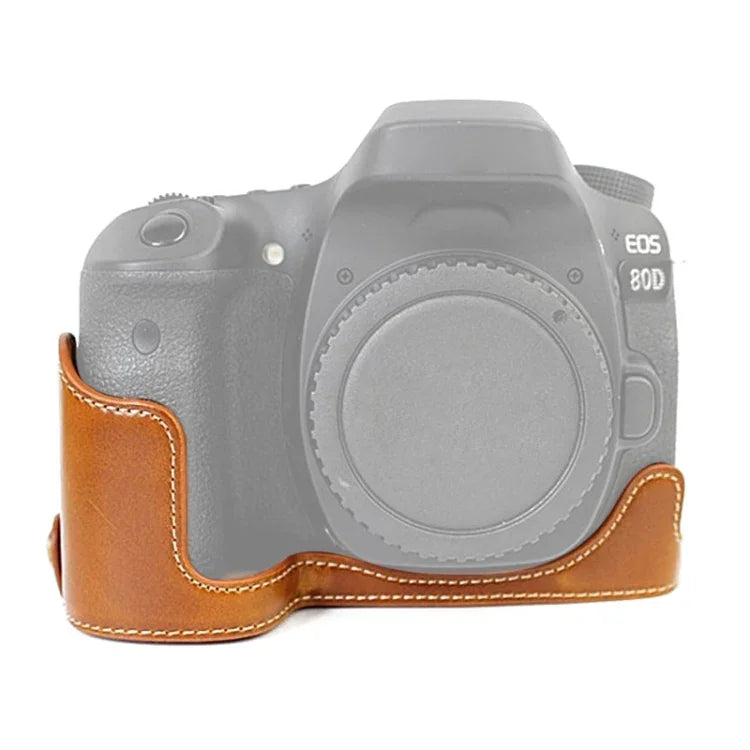 1/4英吋螺紋PU皮革相機半套底座，適用於Canon EOS 80D / 70D，適用於Canon EOS 80D