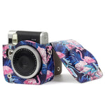 火烈鳥圖案PU皮革保護相機包，適用於FUJIFILM Instax Mini90相機，火烈鳥