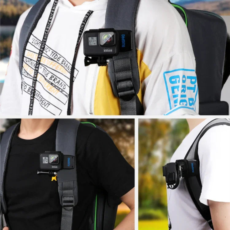 RUIGPRO 360度旋轉J型背包Rec-Mounts夾具夾鉗安裝配有螺絲，適用於GoPro HERO9 Black / HERO8 Black /HERO7 /6 /5、DJI Osmo Action、小蟻及其他運動相機
