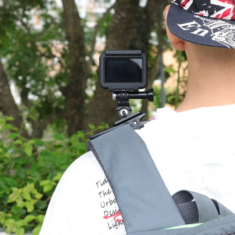 RUIGPRO 360度旋轉J型背包Rec-Mounts夾具夾鉗安裝配有螺絲，適用於GoPro HERO9 Black / HERO8 Black /HERO7 /6 /5、DJI Osmo Action、小蟻及其他運動相機