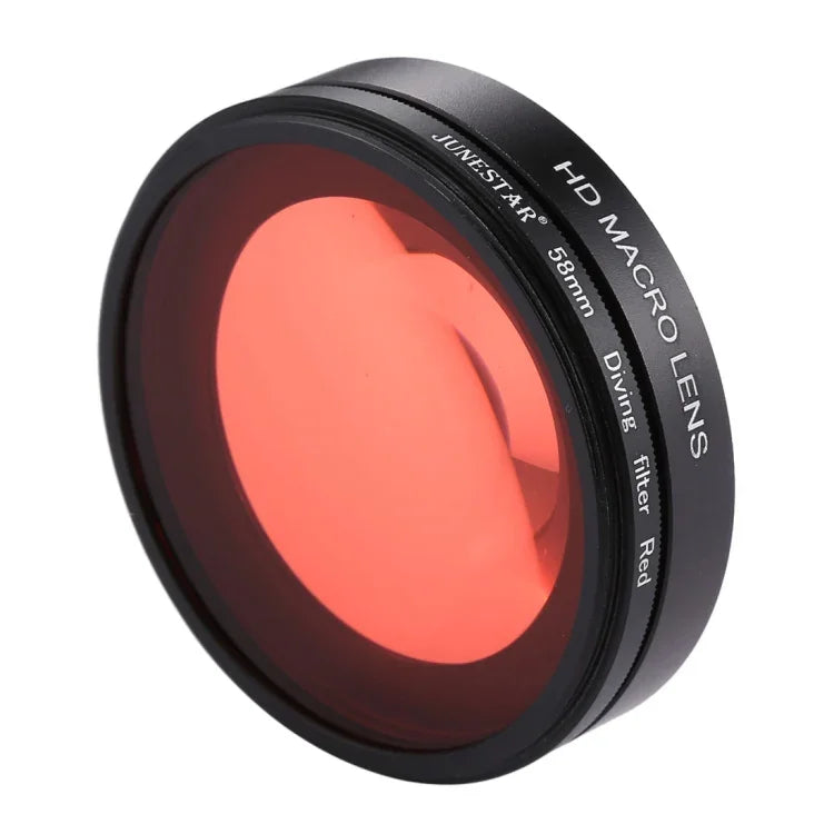 JSR 58mm 16倍微距鏡頭 + 紅色潛水鏡濾鏡附鏡頭蓋 + 鏡頭濾鏡環轉接器 + 繩索 + 清潔布，適用於GoPro HERO6 /5潛水殼，適用於HERO6 /5