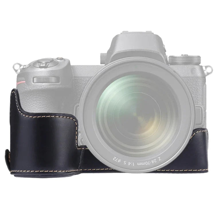 1/4 吋螺紋 PU 皮革相機半套底座，適用於 Nikon Z6 / Z7，適用 Nikon Z6