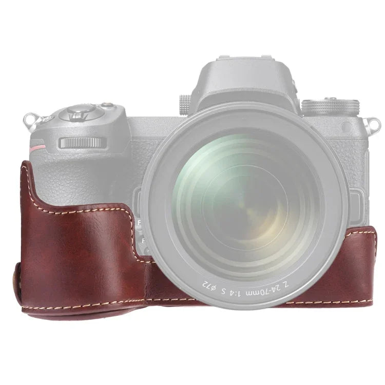 1/4 吋螺紋 PU 皮革相機半套底座，適用於 Nikon Z6 / Z7，適用 Nikon Z6