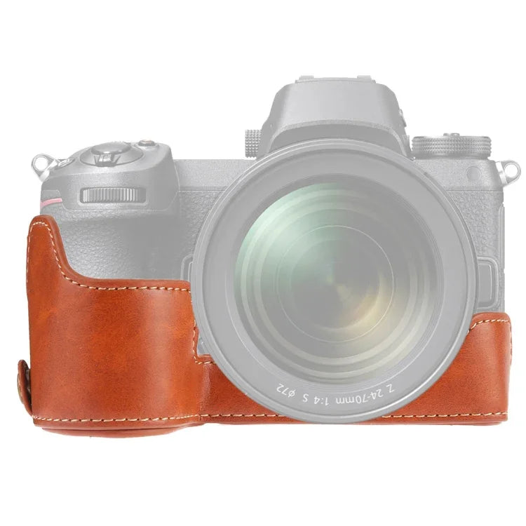 1/4 吋螺紋 PU 皮革相機半套底座，適用於 Nikon Z6 / Z7，適用 Nikon Z6