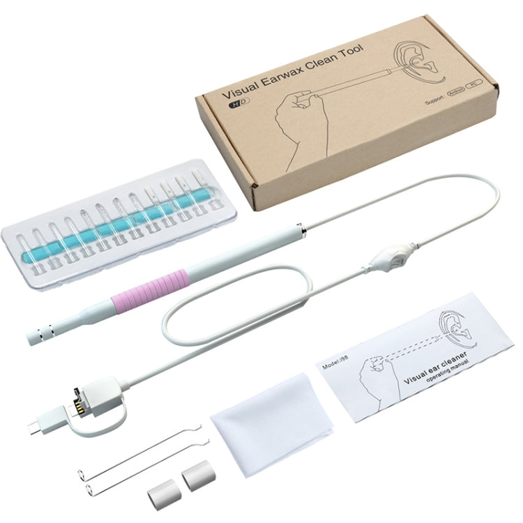 I98 130 萬高清視覺耳垢清潔工具內視鏡，配備 6 顆 LED，鏡頭直徑：5.5mm