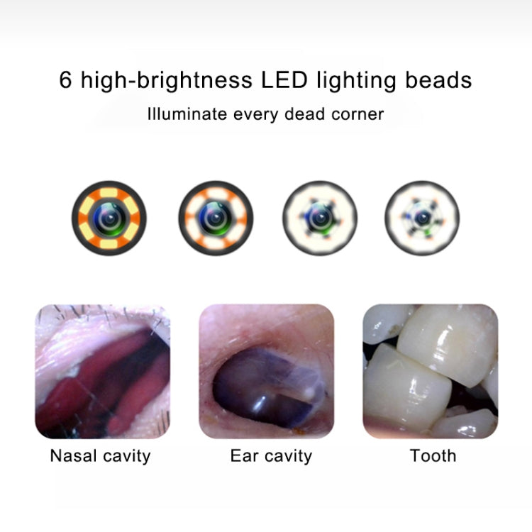 1MP 高清視覺耳鼻牙內窺鏡帶 6 顆 LED，鏡頭直徑：4.3mm