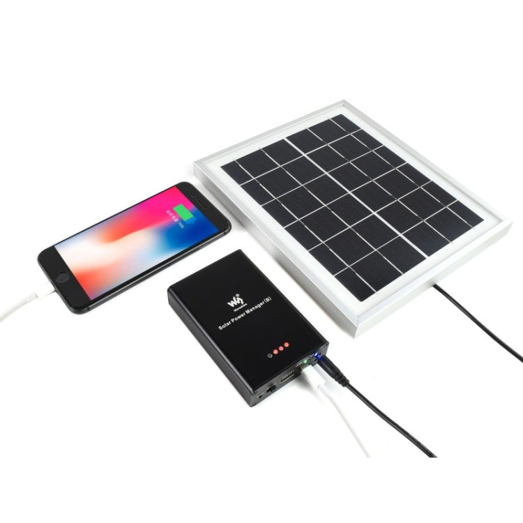 Waveshare 太陽能電源管理器，內建 10000mAh 鋰聚合物電池，支援 6V~24V 太陽能板，型號 19799