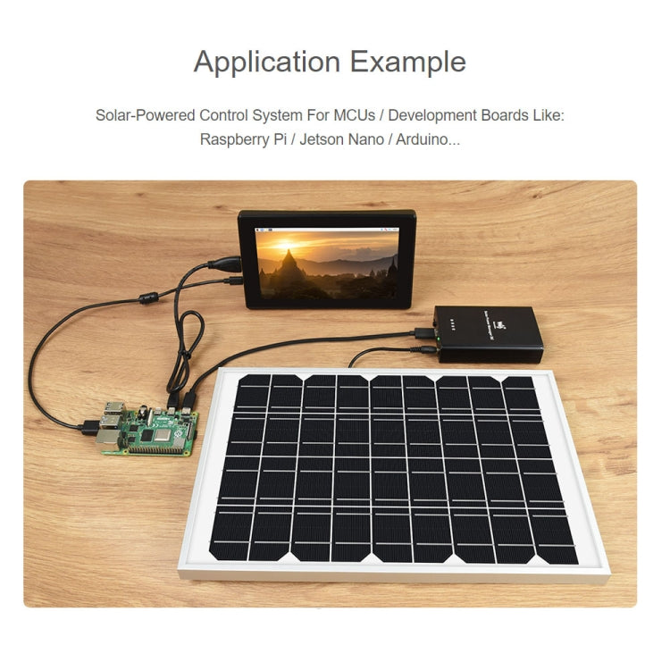 Waveshare 太陽能電源管理器，內建 10000mAh 鋰聚合物電池，支援 6V~24V 太陽能板，型號 19799