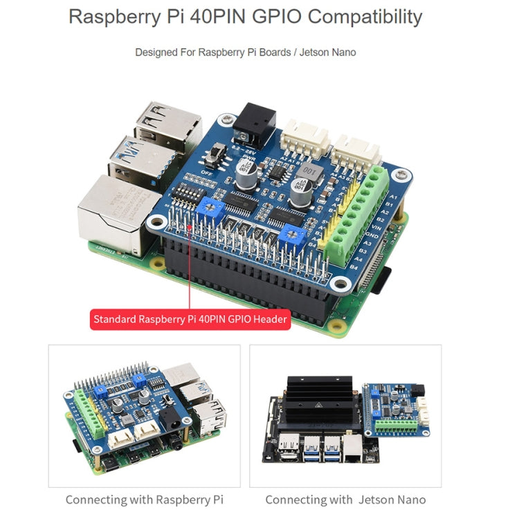 Waveshare HRB8825步進馬達HAT適用於Raspberry Pi，驅動兩個步進馬達，最高1/32微步進