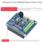 Waveshare HRB8825步進馬達HAT適用於Raspberry Pi，驅動兩個步進馬達，最高1/32微步進