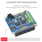 Waveshare HRB8825步進馬達HAT適用於Raspberry Pi，驅動兩個步進馬達，最高1/32微步進