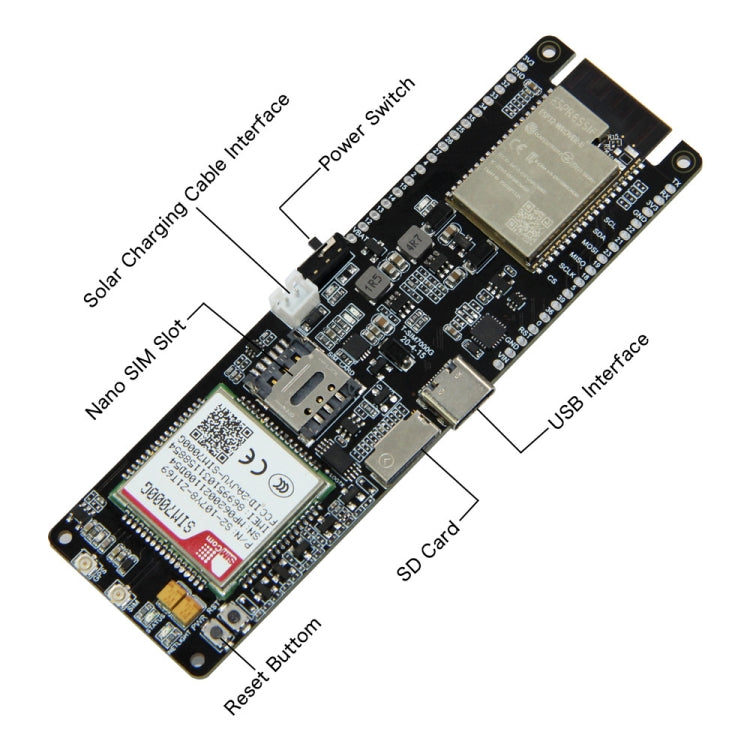 WiFi 藍牙 18560 電池座 太陽能充電模組開發板，T-SIM7000G