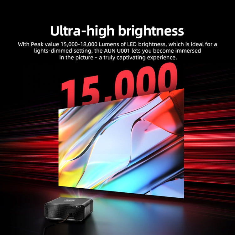 AUN U001 4K 18000流明便攜家庭影院LED高清數字投影機，美規插頭，英規插頭，澳規插頭