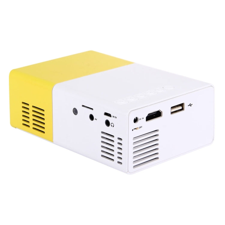 YG-300 0.8-2米 24-60 吋 400-600 流明 LED 投影機 HD 家庭劇院，附 3 合 1 視頻轉換線及遙控器，尺寸：12.6 x 8.6 x 4.6 公分，歐規插頭