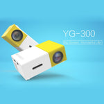 YG-300 0.8-2米 24-60 吋 400-600 流明 LED 投影機 HD 家庭劇院，附 3 合 1 視頻轉換線及遙控器，尺寸：12.6 x 8.6 x 4.6 公分，歐規插頭