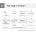 T5 100 ANSI 流明 800x400 解析度 480P LED+LCD 技術智能投影機，支援 HDMI / SD 卡 / 2 x USB / 3.5mm 音訊，普通版，普通版