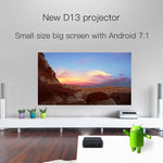 D13 2+16G 854 x 480 安卓 7.1.2 迷你口袋投影機 4K DLP 智能手持 LED WIFI 家庭劇院投影機，支援 USB / TF / HDMI