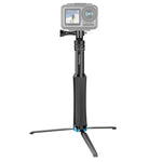 RUIGPRO 一體成型手持三腳架自拍棒伸縮獨腳架支架，適用 GoPro、Insta360、DJI 及其他運動相機，黑色