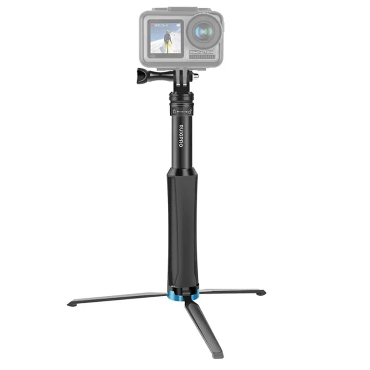 RUIGPRO 一體成型手持三腳架自拍棒伸縮獨腳架支架，適用 GoPro、Insta360、DJI 及其他運動相機，黑色