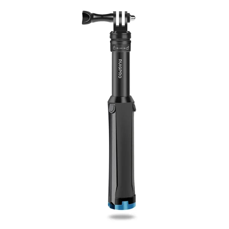 RUIGPRO 一體成型手持三腳架自拍棒伸縮獨腳架支架，適用 GoPro、Insta360、DJI 及其他運動相機，黑色
