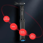 RUIGPRO 一體成型手持三腳架自拍棒伸縮獨腳架支架，適用 GoPro、Insta360、DJI 及其他運動相機，黑色