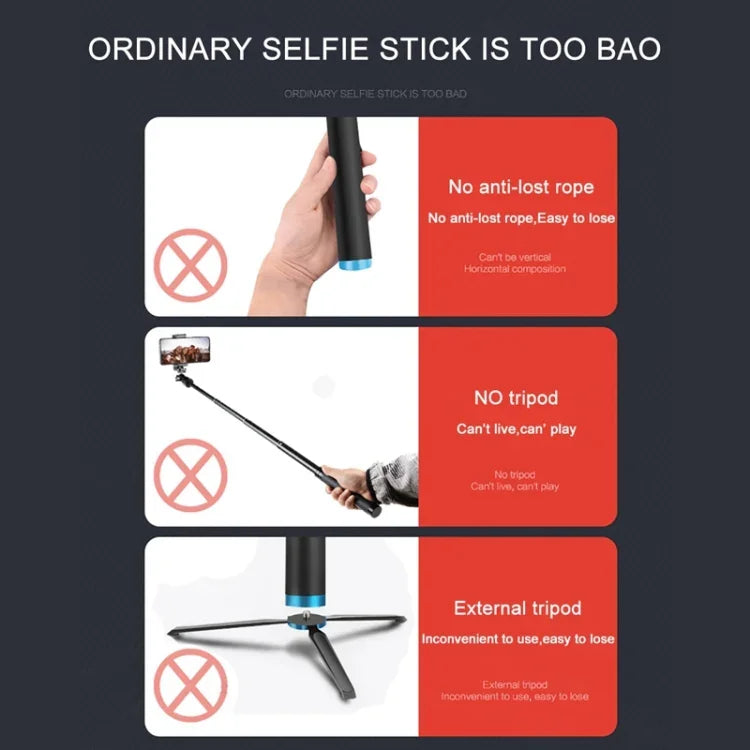 RUIGPRO 一體成型手持三腳架自拍棒伸縮獨腳架支架，適用 GoPro、Insta360、DJI 及其他運動相機，黑色