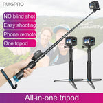 RUIGPRO 一體成型手持三腳架自拍棒伸縮獨腳架支架，適用 GoPro、Insta360、DJI 及其他運動相機，黑色