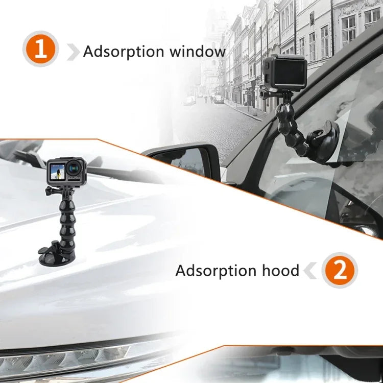 吸盤式夾鉗支架，適用於 GoPro、Insta360、DJI 及其他運動相機，夾鉗支架
